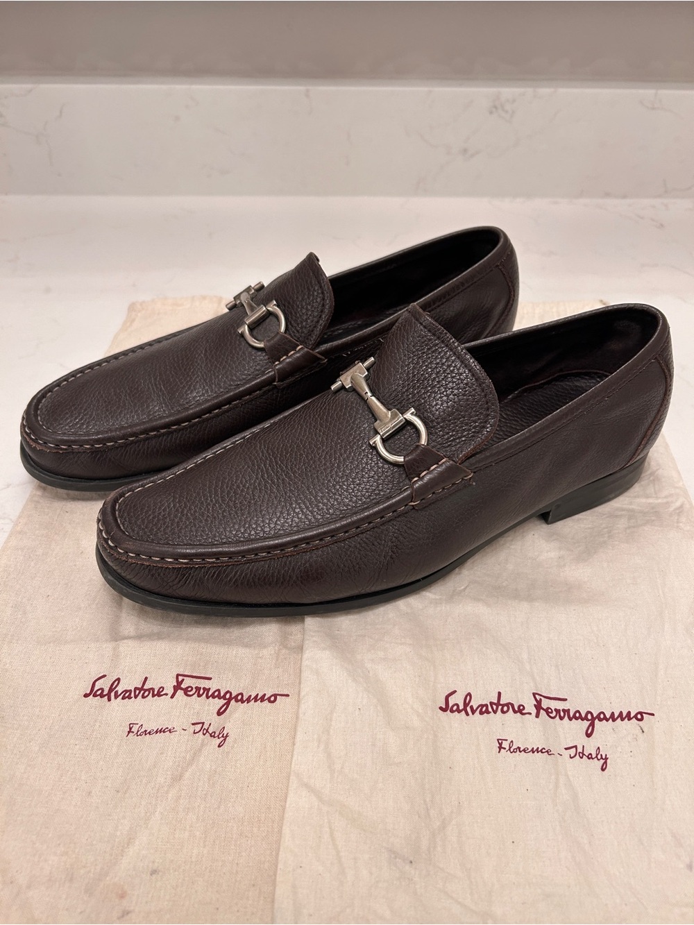Ferragamo Grandioso (Magnifico) Gancini Bit Loafers, Men’s Size US 11 EE